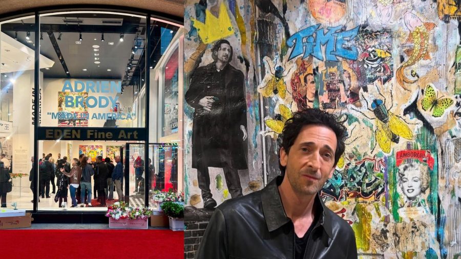 Photo montage showing Adrien Brody at the Eden Gallery 