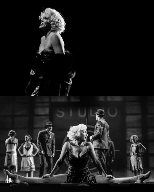 Two black-and-white photos showing Robyn Hurder as Ivy Lynn in SMASH